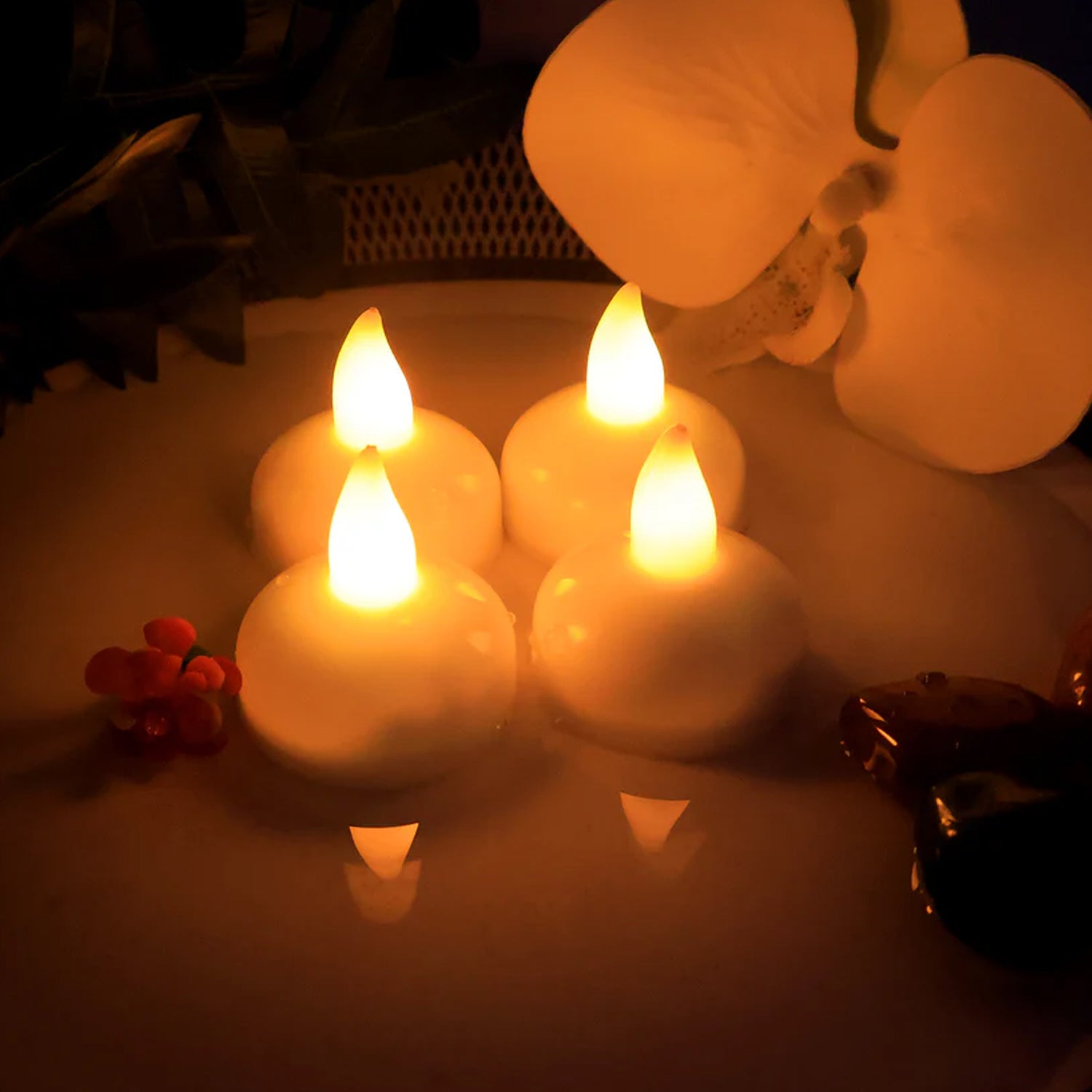 Round LED Flameless Tealight Candles - (8 Pc) Round LED Flameless Tealight Candles - (8 Pc)